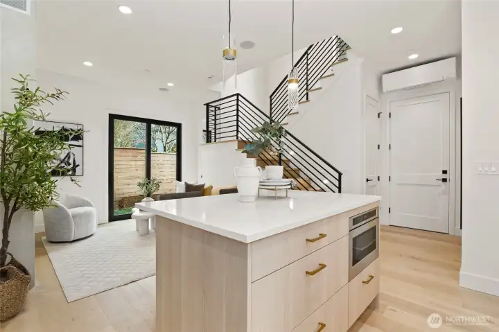 Open Staircase with Custom Metal Railings, Wide Plank Engineered Hardwood Floors, Broan HRV System and Heating/Cooling Open Staircase with Custom Metal Railings, Wide Plank Engineered Hardwood Floors, Broan HRV System and Heating/Cooling