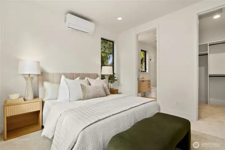 Primary Upper Level Suite with Walk-In Closet, Heating/Cooling and En-Suite Bath Primary Upper Level Suite with Walk-In Closet, Heating/Cooling and En-Suite Bath