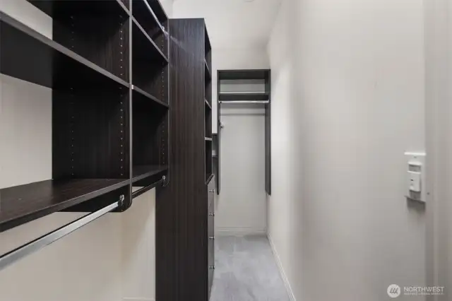 Plenty of closet space with beautiful built-ins.