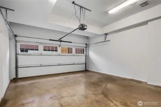Spacious two car garage.