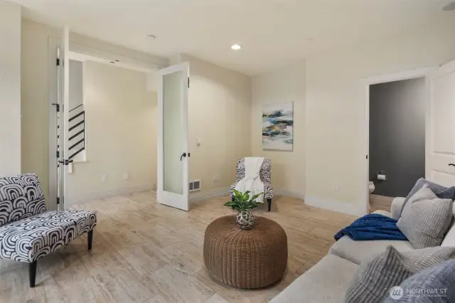 Half bath ensures visitors won't need to access private portions of your home.