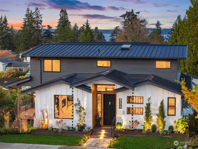 Front door entrance into home, south facing. Park in driveway in back or ample street parking up front.