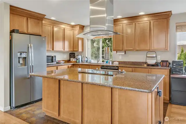 Kitchen with spacious island.