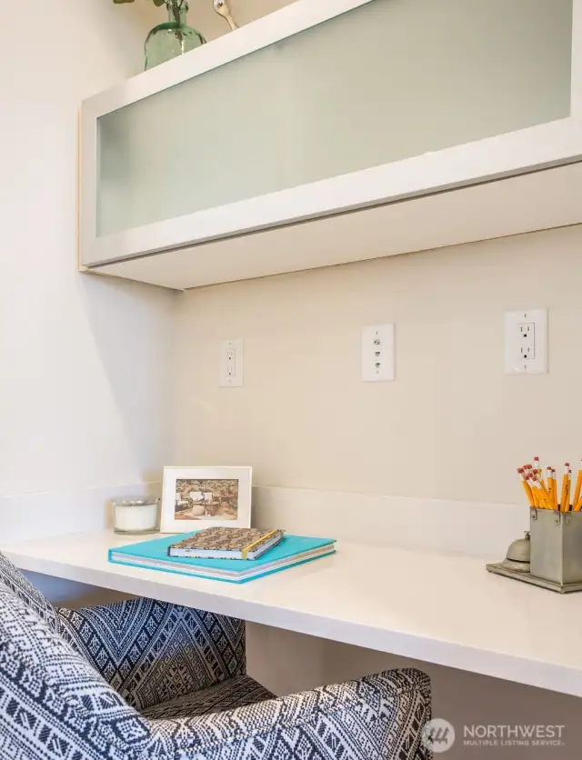 Intentional work from home spaces complete with built in storage.