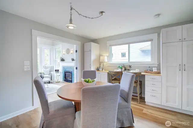 Large kitchen eating area. Builtins for more storage.