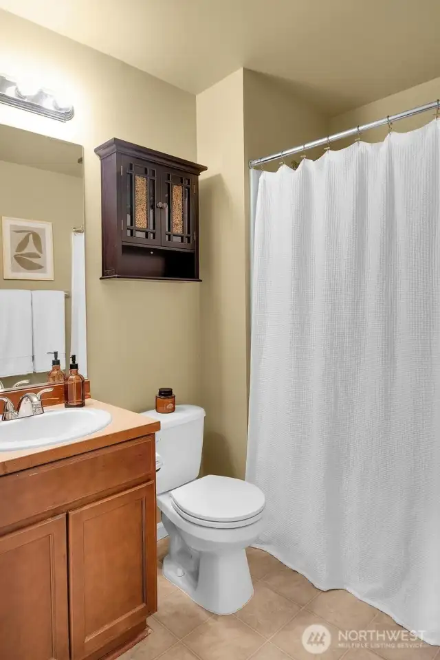 Guest bath on the upper floor.