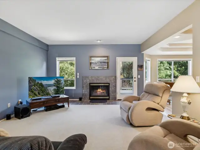 Family room with fireplace and relaxing setting.