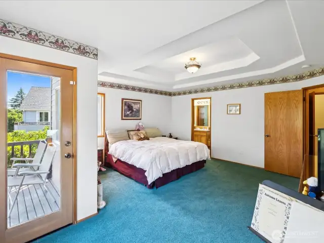 Primary Bedroom with elegant recessed ceilings.