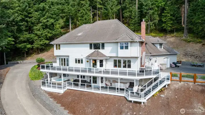 Beautiful tiled roof home with two level decks, hot tub and wonderful views over Clear Lake
