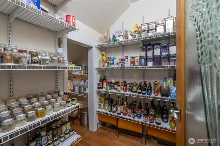 Walk in pantry is large and has good lighting
