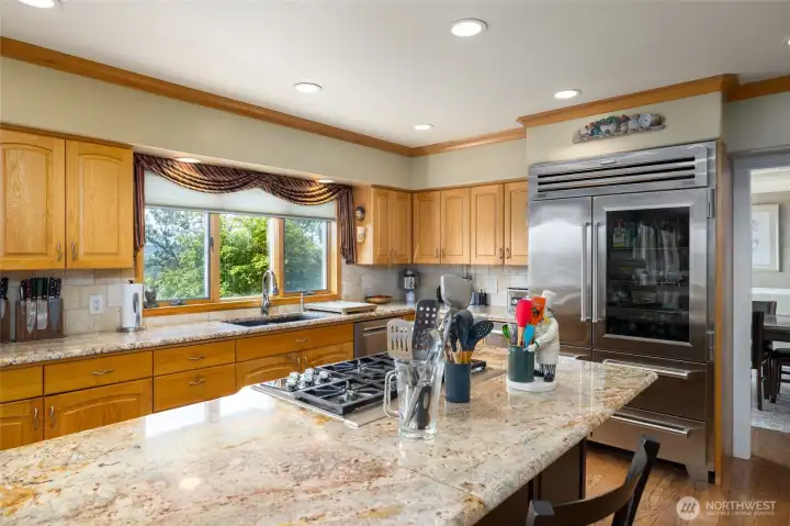 Marble counter space.