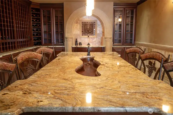 Tasting room marble table