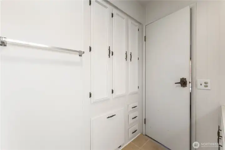 A fabulous storage area within the primary bathroom