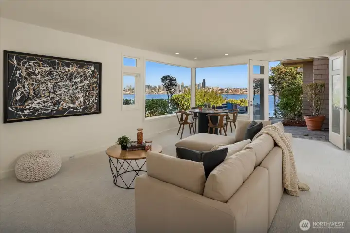 The lower level is a daylight basement with double doors leading out to the view patio. Of course the views are amazing down here as well.
