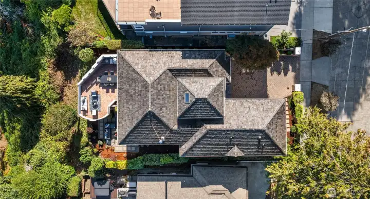 Looking down on the property you can see it is manicured outside as well as inside.