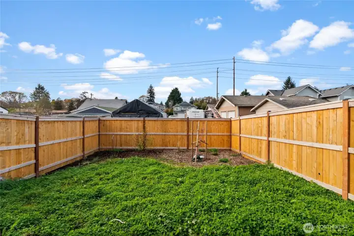 Step outside from the living room into the fully fenced backyard and enjoy the sun!