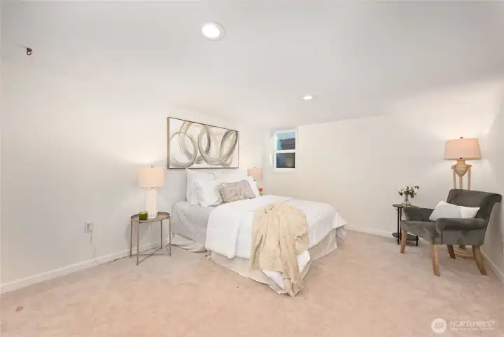 The lower level has a bedroom.