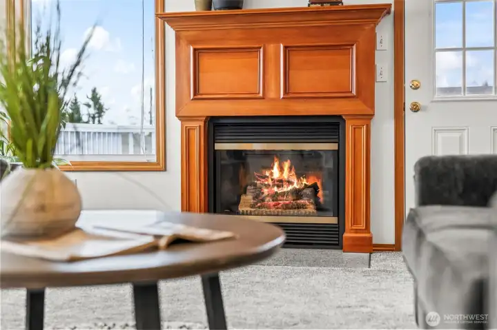 Gas fireplace provides warmth and the perfect ambiance.