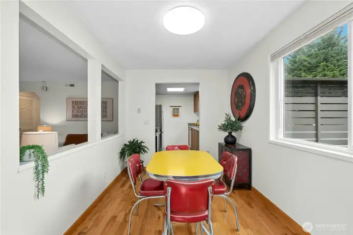 Dining room | Kitchen | Window facing side patio space