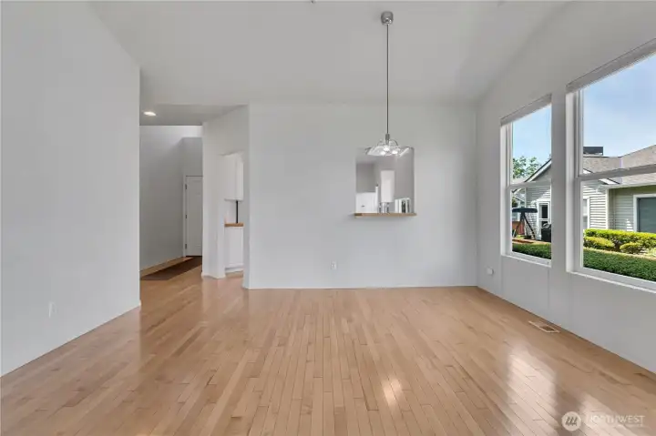 Open dining room with hardwood floors Open dining room with hardwood floors