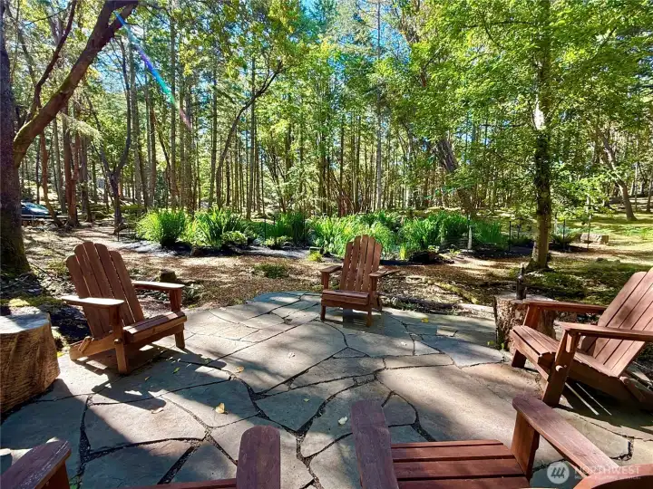 Landscaped area with irrigation surrounds wetland area Landscaped area with irrigation surrounds wetland area