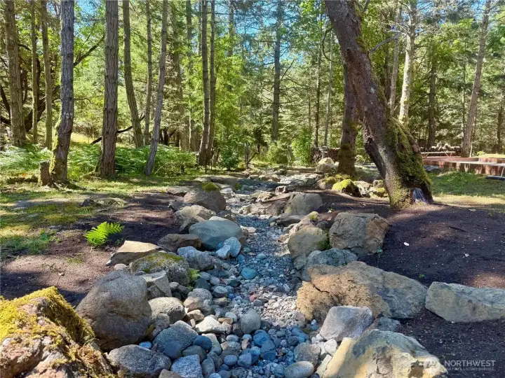 Landscaped irrigated creek drainage Landscaped irrigated creek drainage