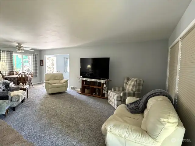 Living room with fireplace insert...