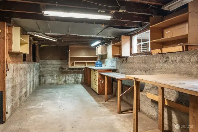 huge workspace in basement