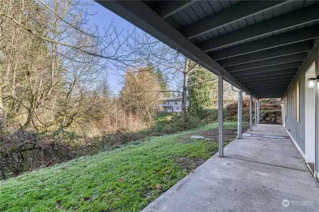 View from lower patio facing creek