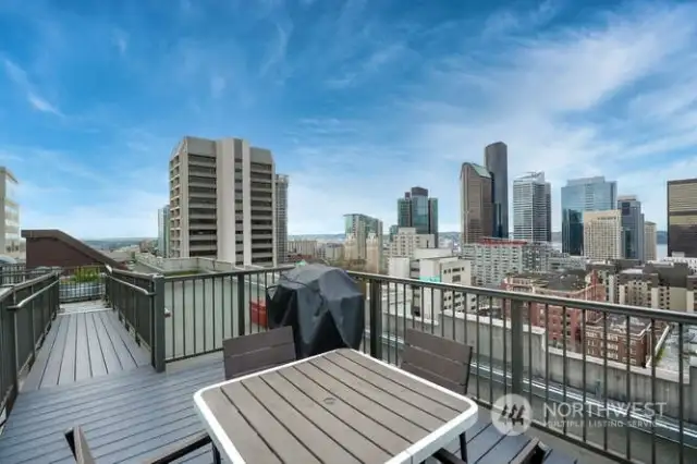 The rooftop deck and community grill.