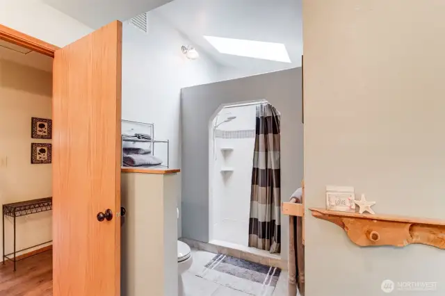 Large walk-in shower.