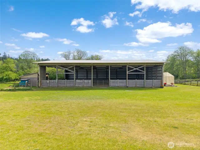 70 x 84 lighted, covered riding arena.