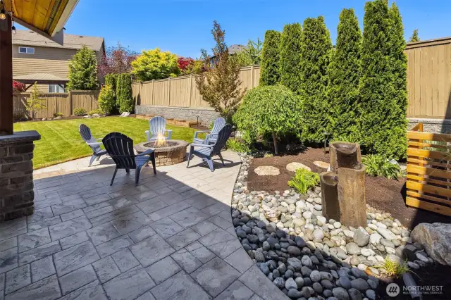 Gas Fire Pit, Water Feature & plenty of garden beds