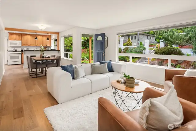 This massive great room offers great versatility with a variety of furniture arrangements.