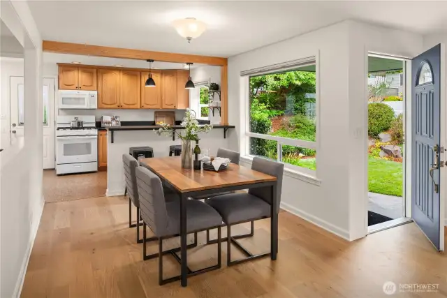 The dining room easily expands for the largest of dinner parties and family get togethers.