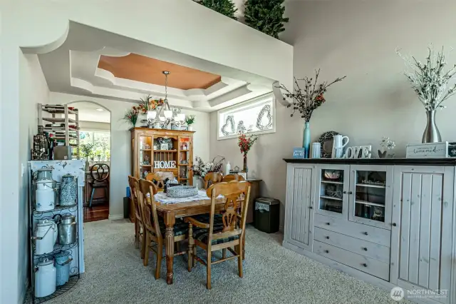 Check out the coved ceiling