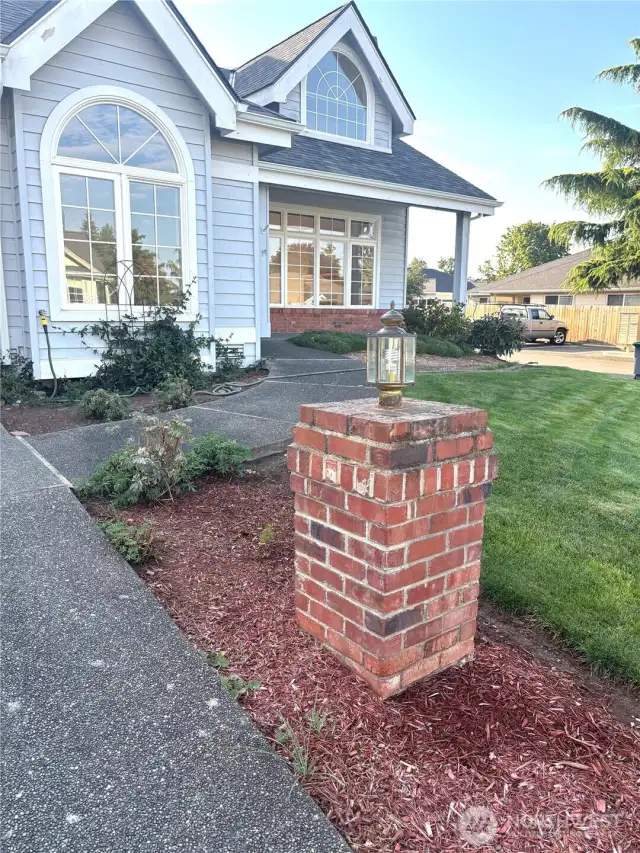 Driveway with lighted post