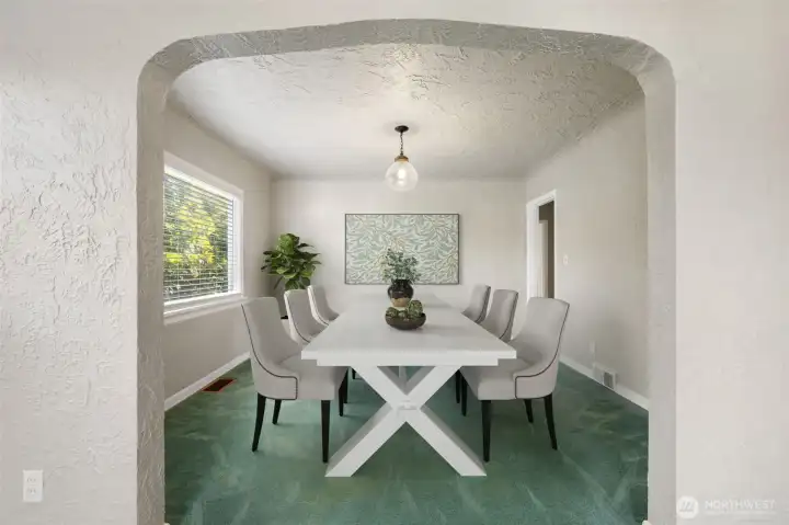 Formal Dining Space Designed for Gatherings. Photo is virtually staged.