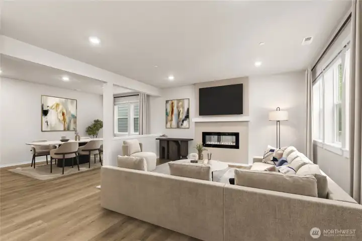 Plasma prewire above the fireplace for easy installation of your big screen television.  Photos are for representational purposes only. Colors and finishes may vary
