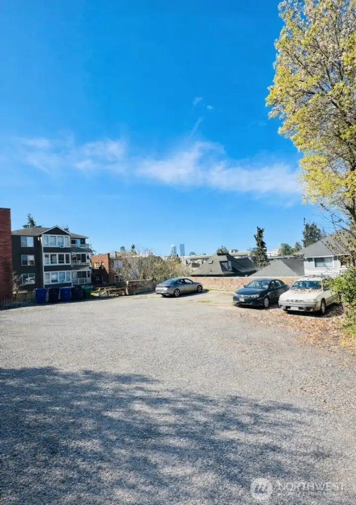 The buildings parking lot
