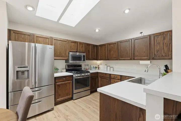Oversized Sunny Skylights fill Kitchen with Light
