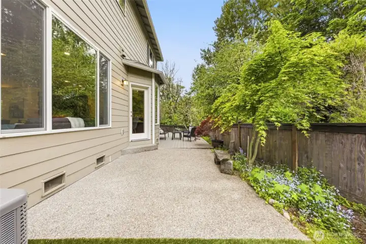 Back patio. Native Growth Protective Area w/ seasonal stream behind