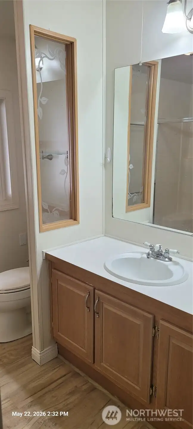 Main house bathroom with walk in shower