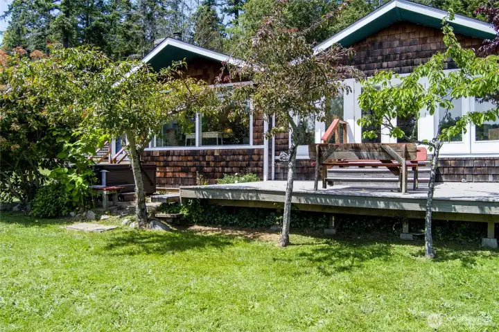 Fruit trees and deck
