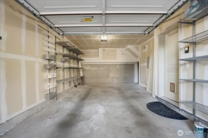 Long 1 car garage with extra storage space