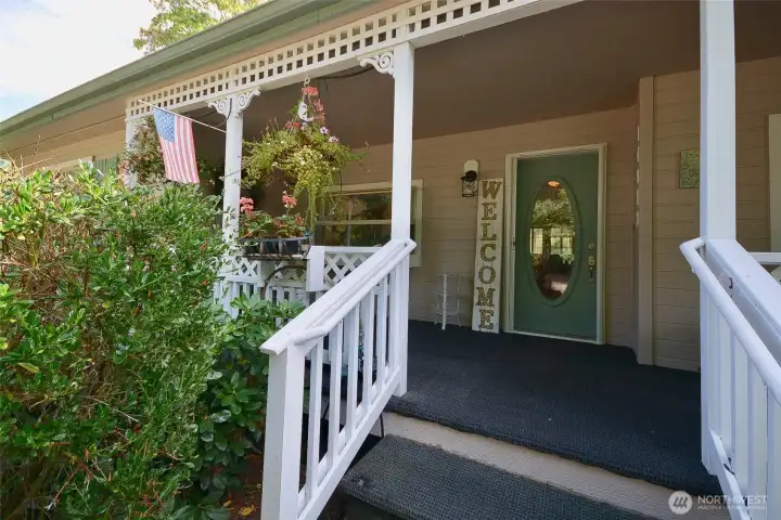 The roofing on the home is good quality metal roofing and the exterior is a Hardi plank product. Say goodbye to lots of maintenance. A lovely 355 sq ft covered front porch w Sunwood floor & can lights welcomes you home. The roofing on the home is good quality metal roofing and the exterior is a Hardi plank product. Say goodbye to lots of maintenance. A lovely 355 sq ft covered front porch w Sunwood floor & can lights welcomes you home.