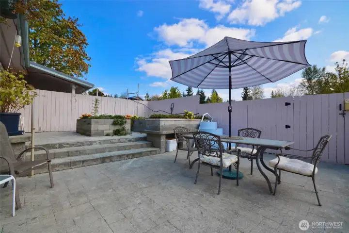 Up the steps is a patio area off the main bedroom. Walk right out of your bedroom in the morning for a dip in the pool. Up the steps is a patio area off the main bedroom. Walk right out of your bedroom in the morning for a dip in the pool.
