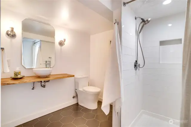 Love this bathroom that services the rental Mother-in-law or rental unit.