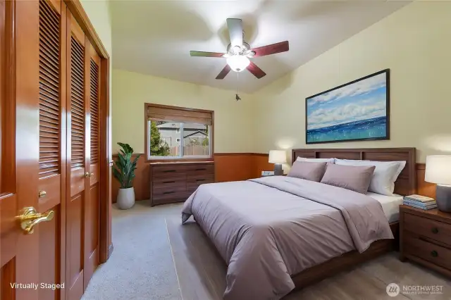 Large laundry room with access to garage