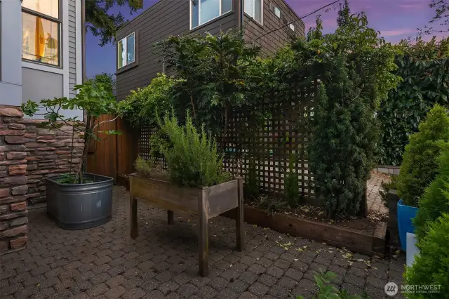The sweetest front patio/gardening area